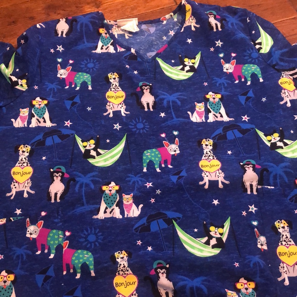 Blue Graphic Print Women's Top